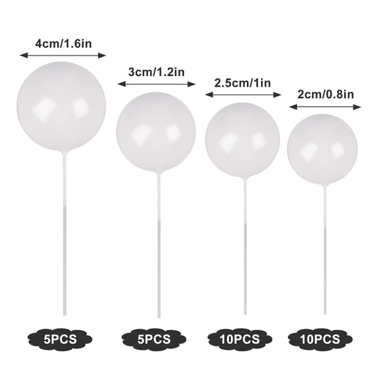 Goensjt white ball cake topper 3cm ideal for layered cakes and cupcakes