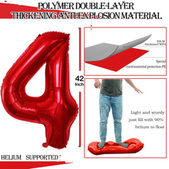 GOER 40th birthday foil balloon in red adds dramatic milestone party focal point
