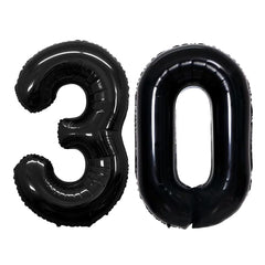 GOER 42-inch black number 30 foil balloon with a glossy finish for bold party visuals.