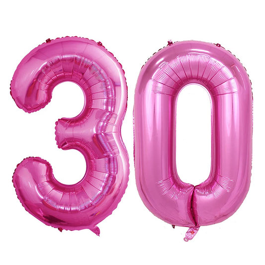 GOER 42-inch hot pink number 30 foil balloon ready to float for a bold birthday display.
