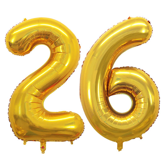 Goer 42 inch number 26 gold balloon for eye-catching birthday decor