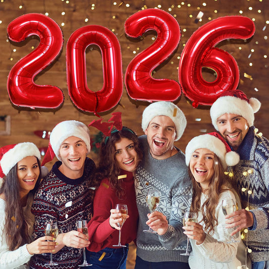 GOER giant red foil balloon close-up showcasing glossy finish and festive appeal.