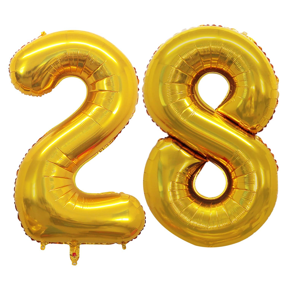 GOER Number 28 42-inch gold foil balloons for bold birthday decor