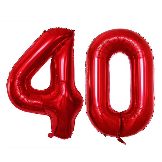 GOER Number 40 red foil balloon in 42in size for standout 40th birthday decor