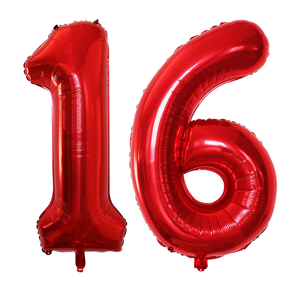 GOER red 42-inch number 1 balloon for a bold Sweet 16 centerpiece.