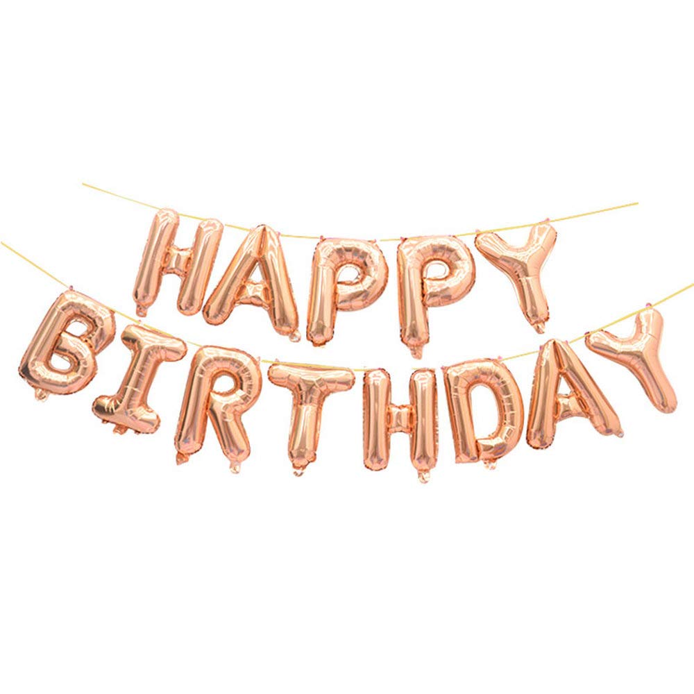 GOER Rose Gold Happy Birthday foil letters create a vibrant 16-inch banner for birthday celebrations
