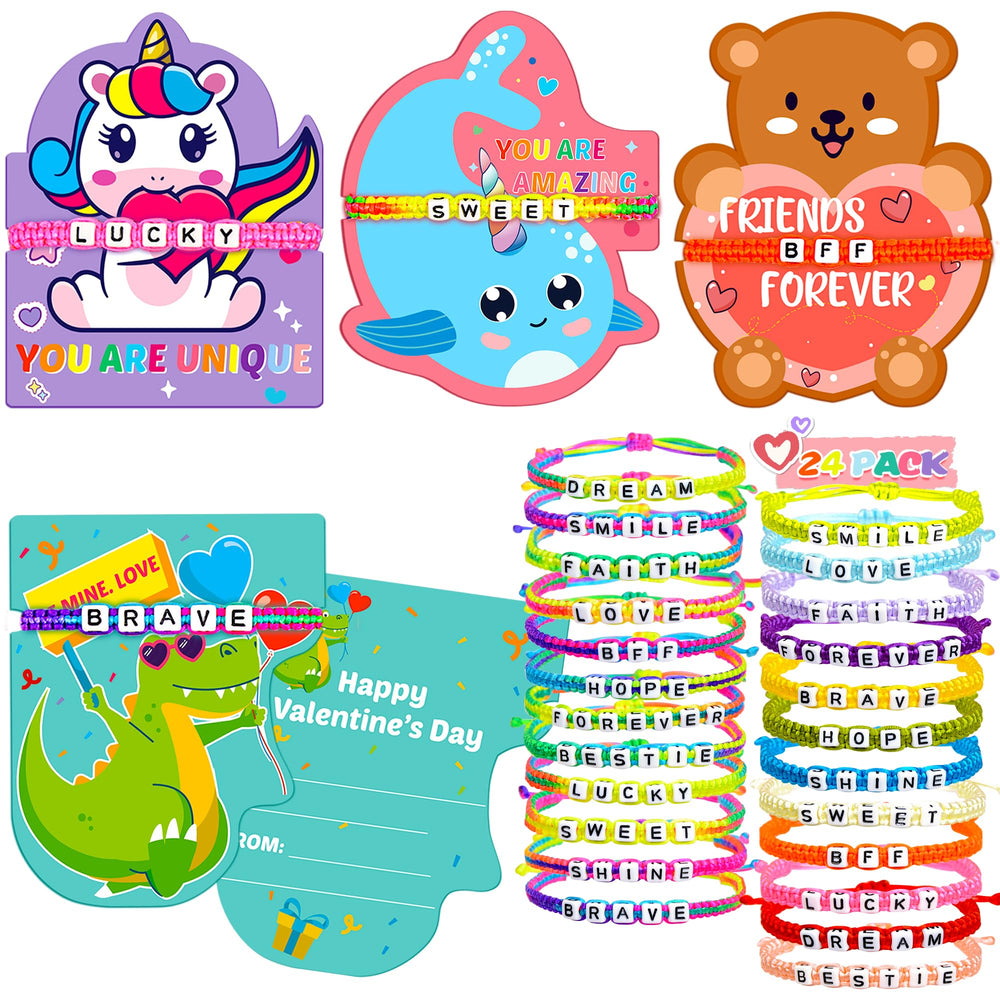 Gofriipai valentines kids cards with bracelets for classroom exchanges