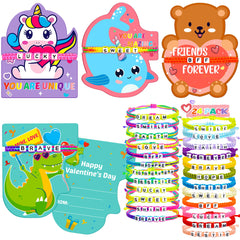 Gofriipai valentines kids cards with bracelets for classroom exchanges