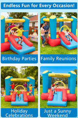 GoGoBounce integrated slide for active play and safe descents