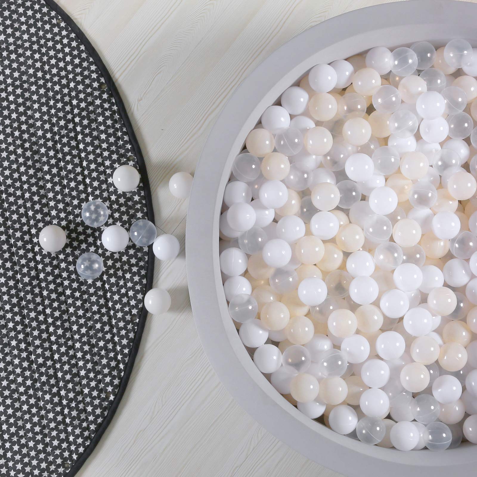 GOGOSO ball pit balls in white 2.17-inch diameter for safe, cushioned play.