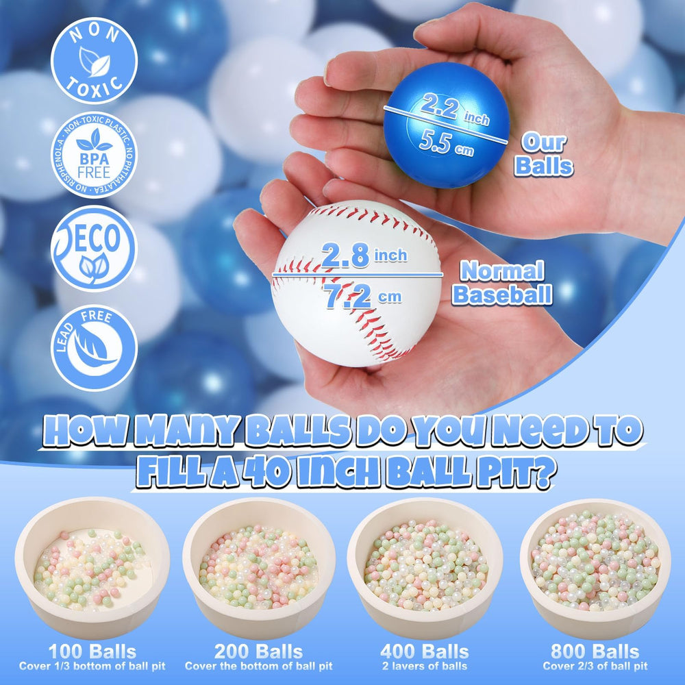 GOGOSO Ball Pit Balls light blue for easy grip by tiny hands during play.