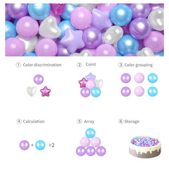 GOGOSO pastel-pink and blue balls support gentle, safe play for toddlers.