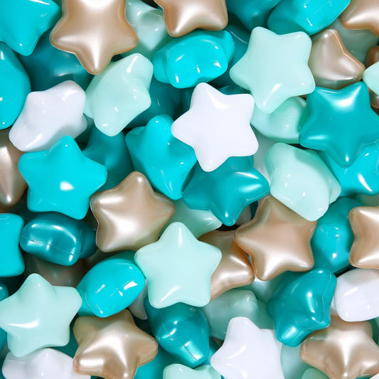 GOGOSO ball pit balls in pastel pearl green, brown and white for colorful playtime.