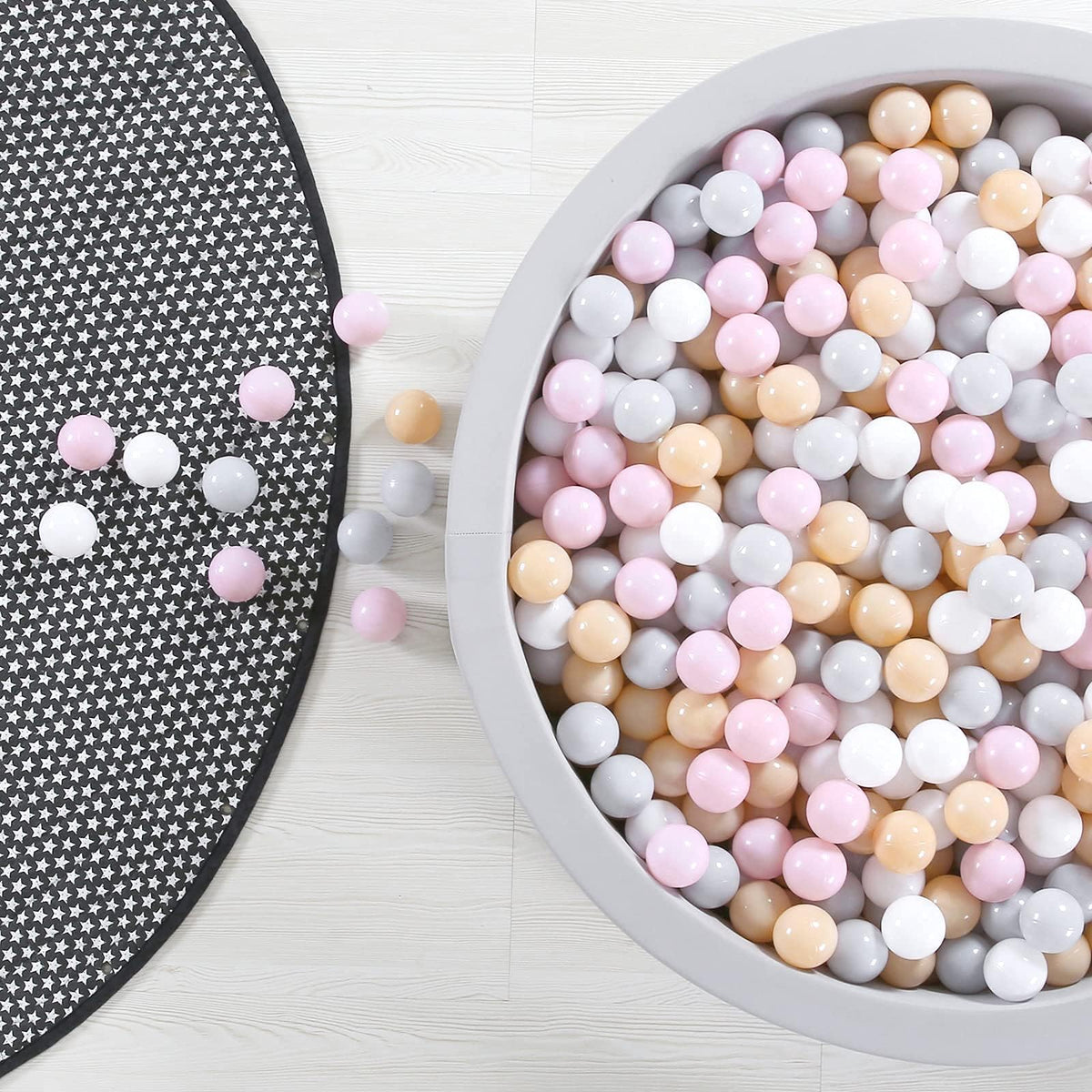 GOGOSO ball pit balls pink grey beige white 100-piece set for versatile toddler play