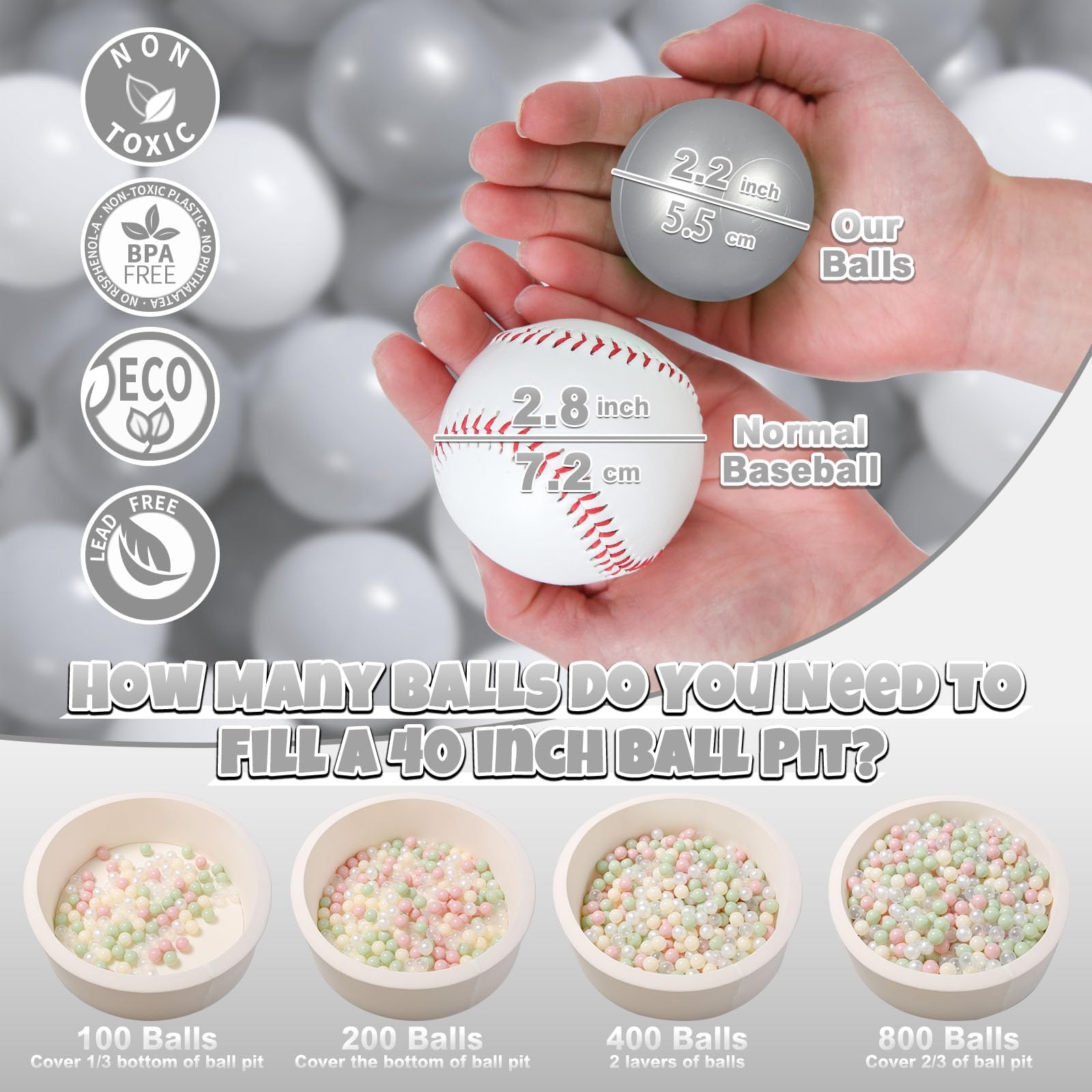 GOGOSO soft gray plastic balls designed for safe play