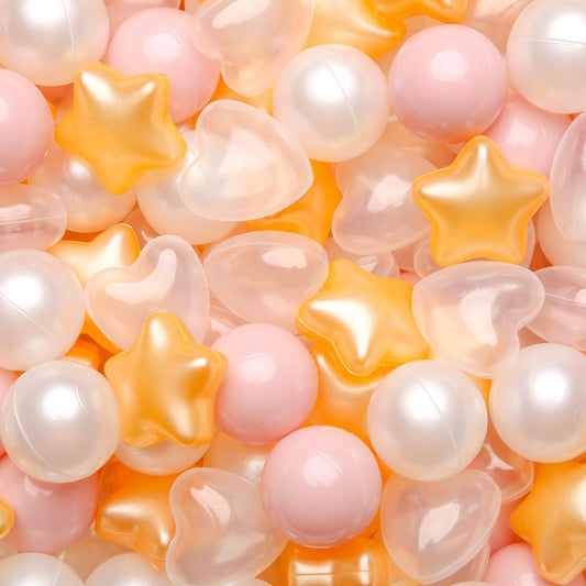 GOGOSO ball pit balls stars and hearts in pink, gold, white for colorful imaginative play