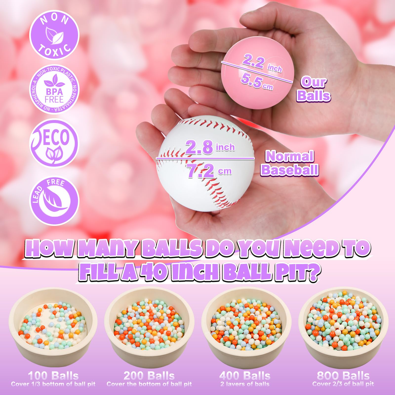 GOGOSO light pink star balls support color recognition during play.
