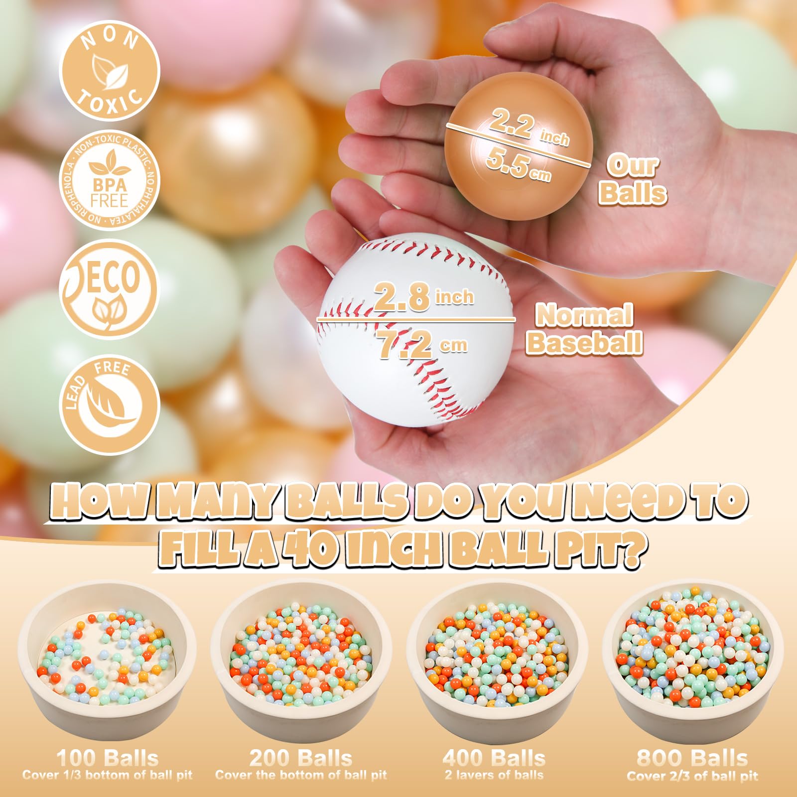 GOGOSO ball pits balls in pearl gold showcase vibrant color for group play.