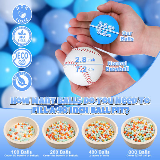 GOGOSO baby balls 2-2in size closeup, easy to grip for little hands.