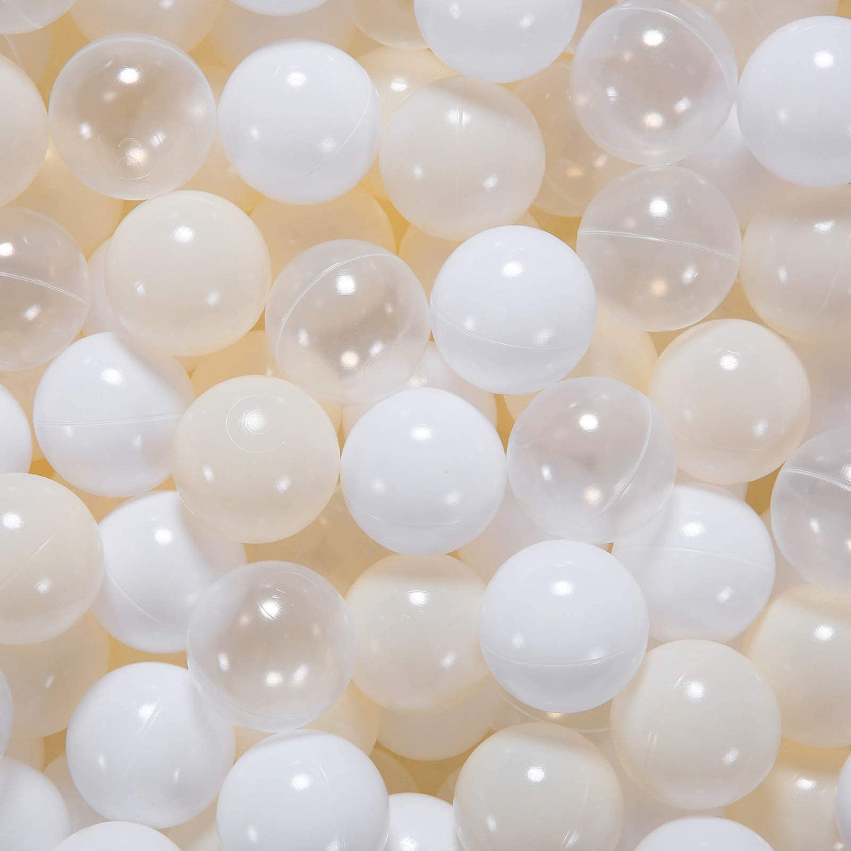 GOGOSO balls for ball pit in white, beige, and clear; 200 pcs, safe and durable.