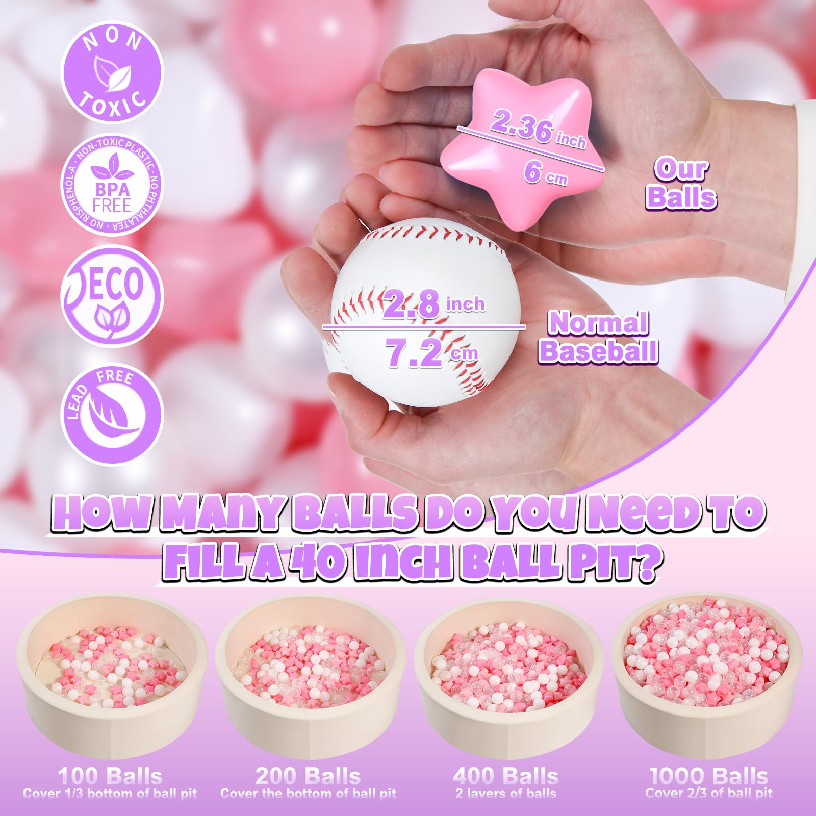 GOGOSO closeup pink ball pit heart design promotes imaginative play and tactile exploration.