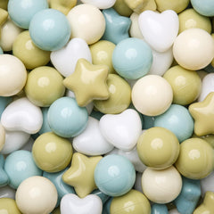 GOGOSO stars and hearts balls in creamy blue, green, white for toddler playtime