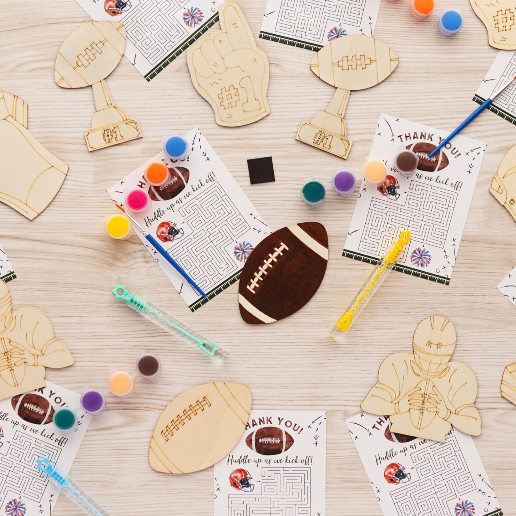 GOGREENWOVEN wooden football crafts for kids to color and keep