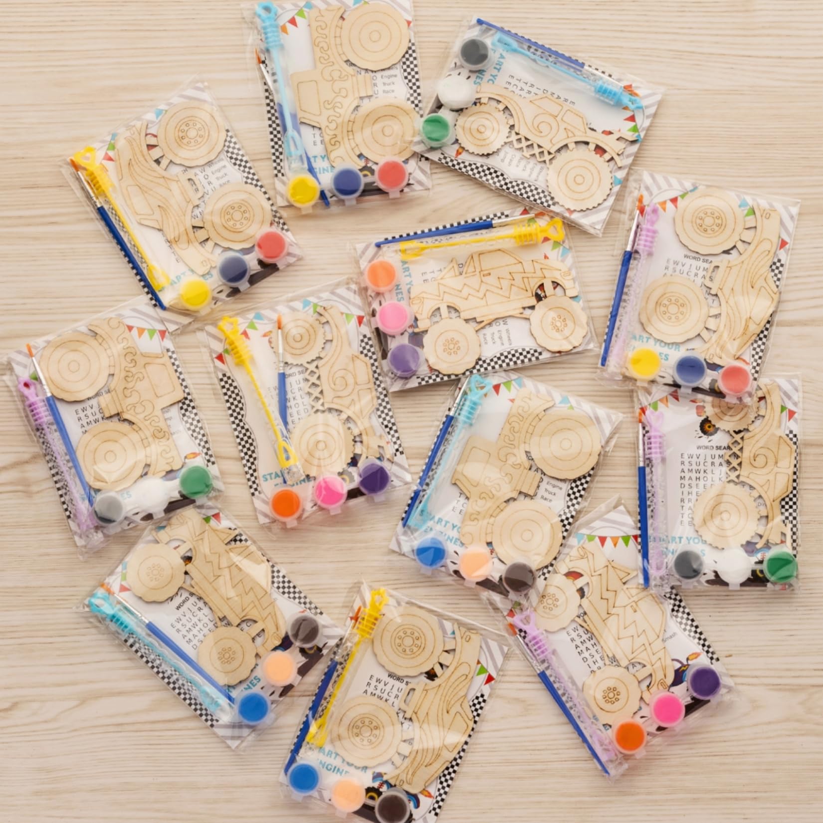 GOGREENWOVEN monster-truck favors kit, kids enjoy DIY crafts at parties.