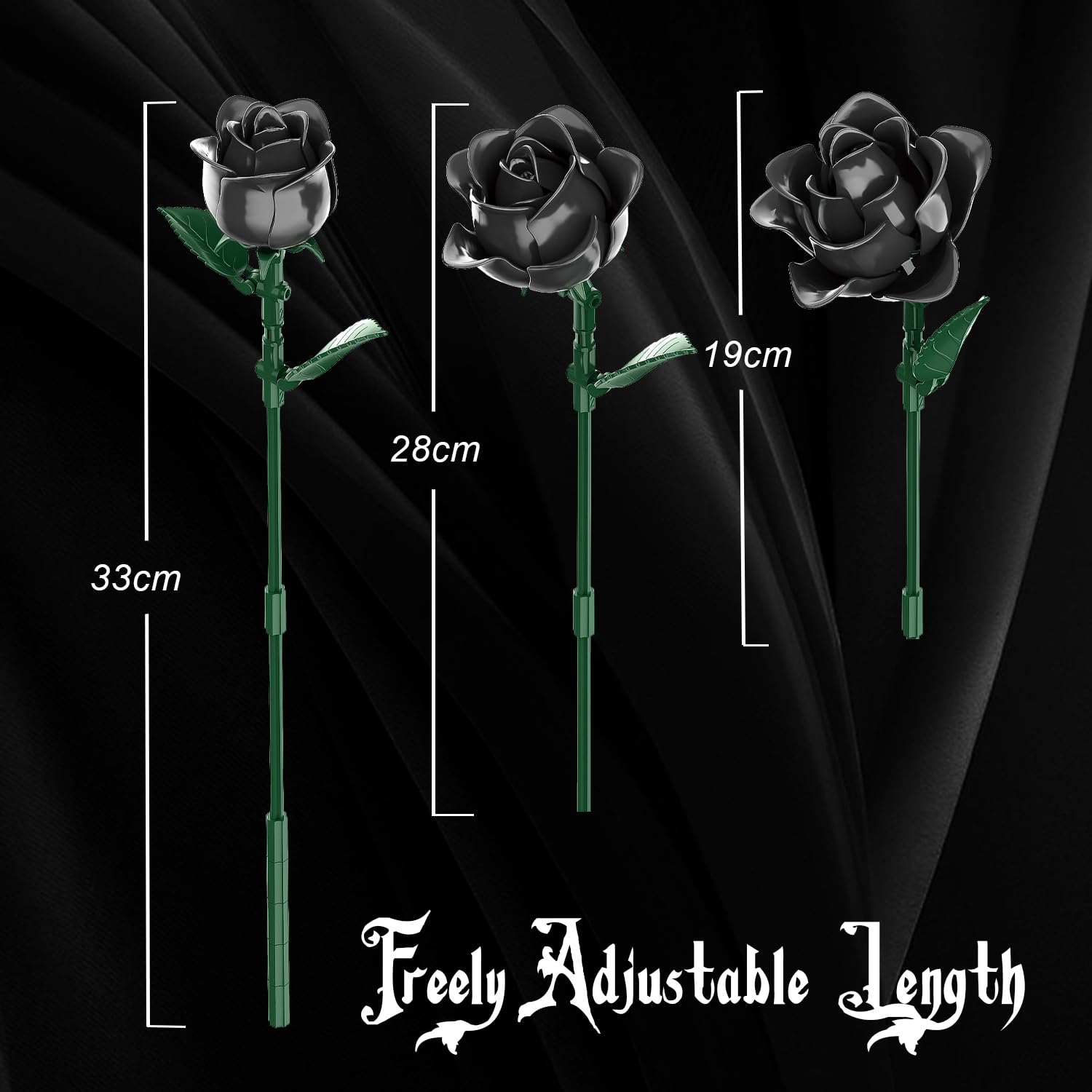Gohero black roses in a gothic decor setting for Halloween.