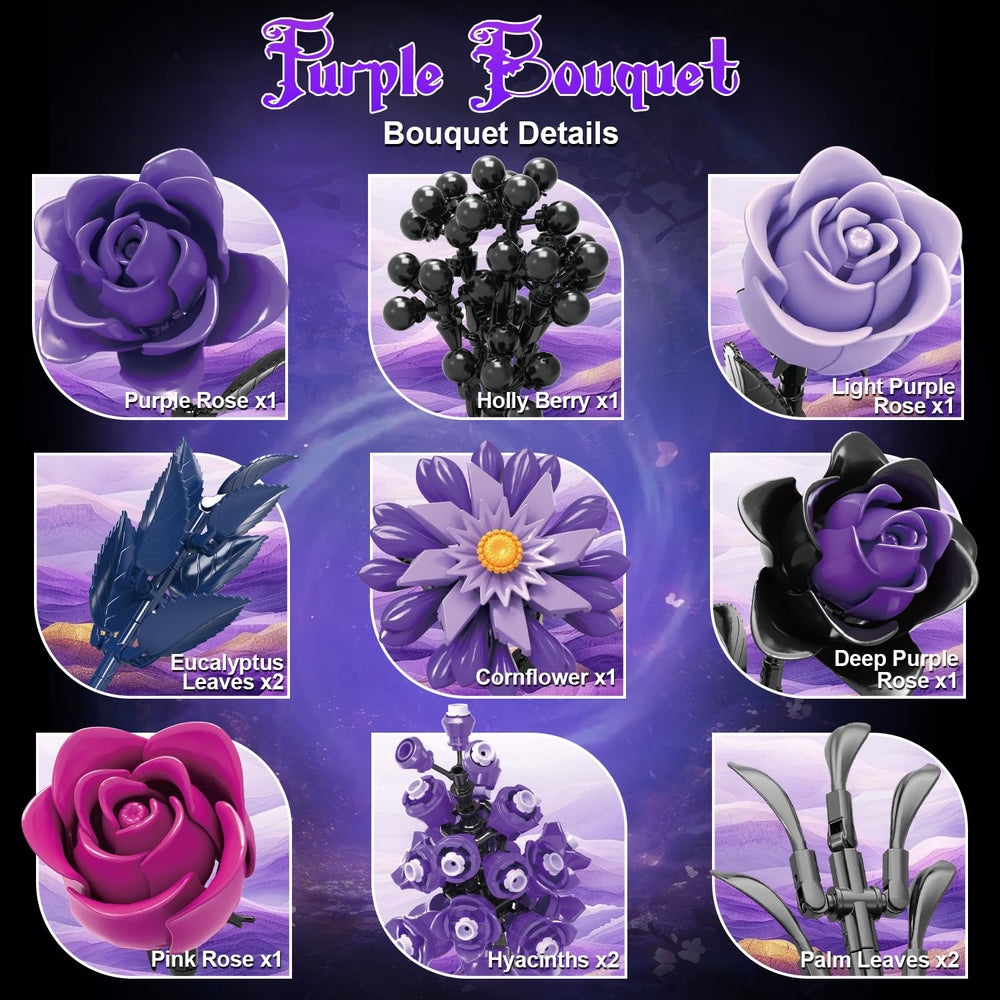 Gohero Gothic flower bouquet display highlights deep purple tones for sophisticated home decor.