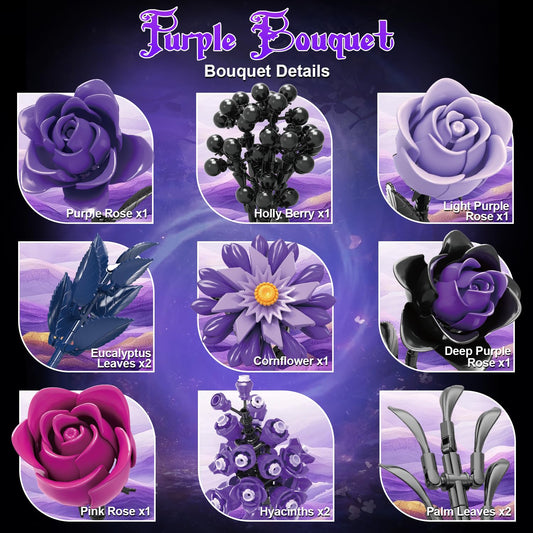 Gohero Gothic flower bouquet display highlights deep purple tones for sophisticated home decor.
