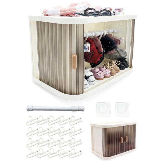 GoingMeta foldable doll closet provides compact storage for Labubu outfits.