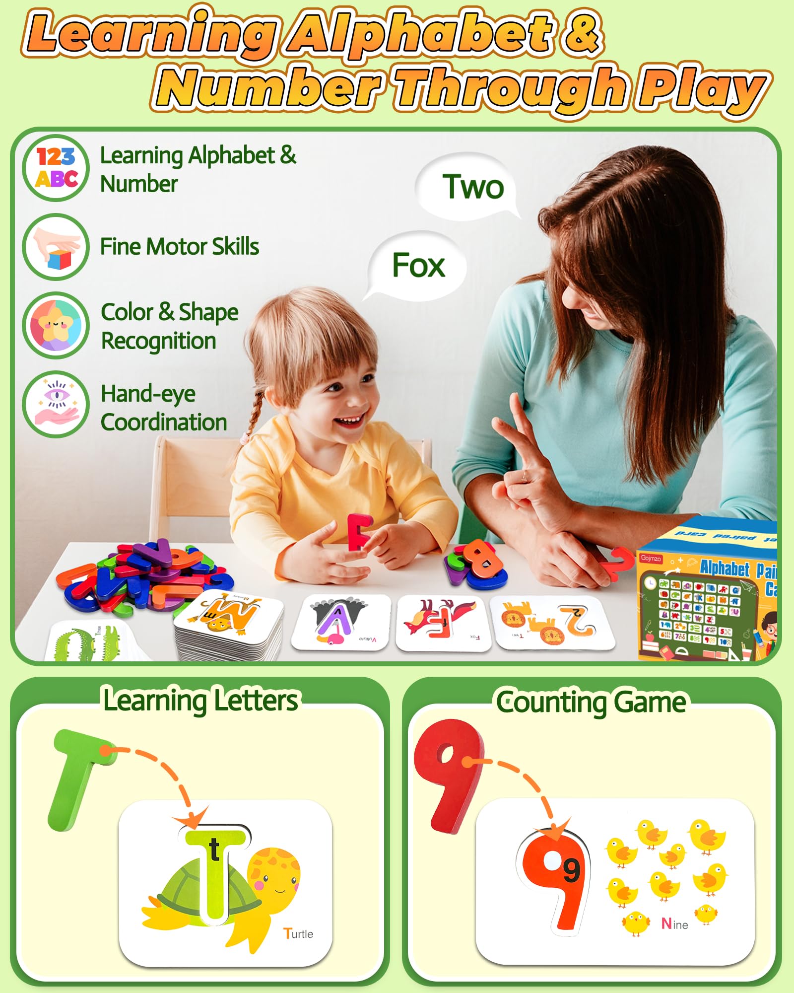 Gojmzo bright illustrated flash cards spark focus and color-shape recognition