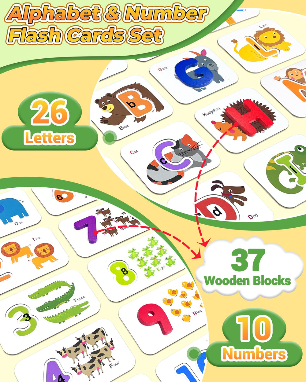 Gojmzo wooden letters and number blocks support hands-on recognition and fine motor skills
