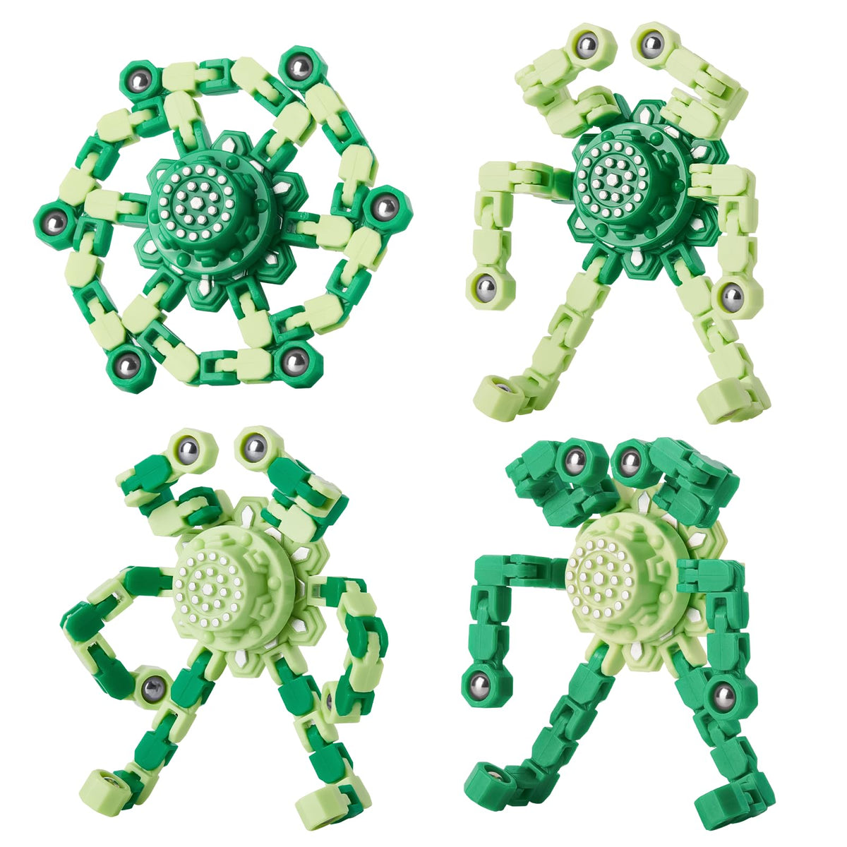 Gokeey St. Patrick's emerald green spinner with six deformable chains for focused play.