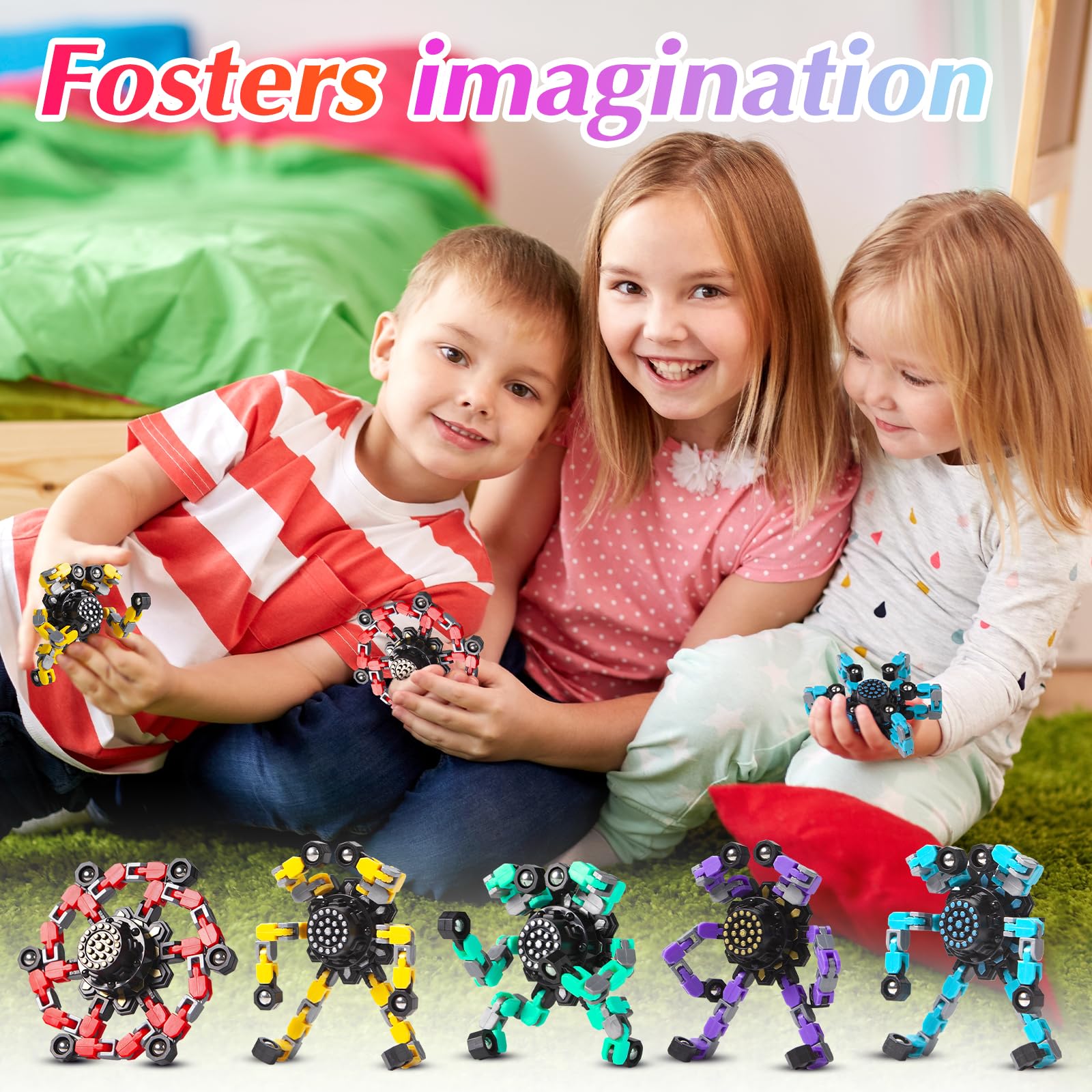 Gokeey transformable fidget spinner blue offers creative shape-building and calm focus.