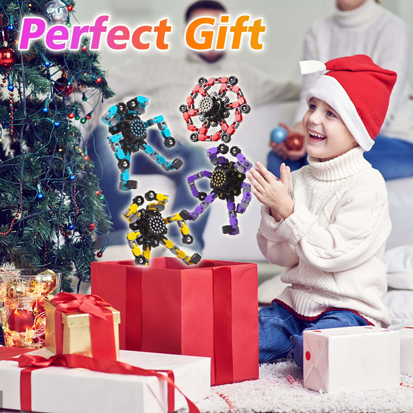 Gokeey transformable fidget spinner green supports fine motor skills and fidget relief.