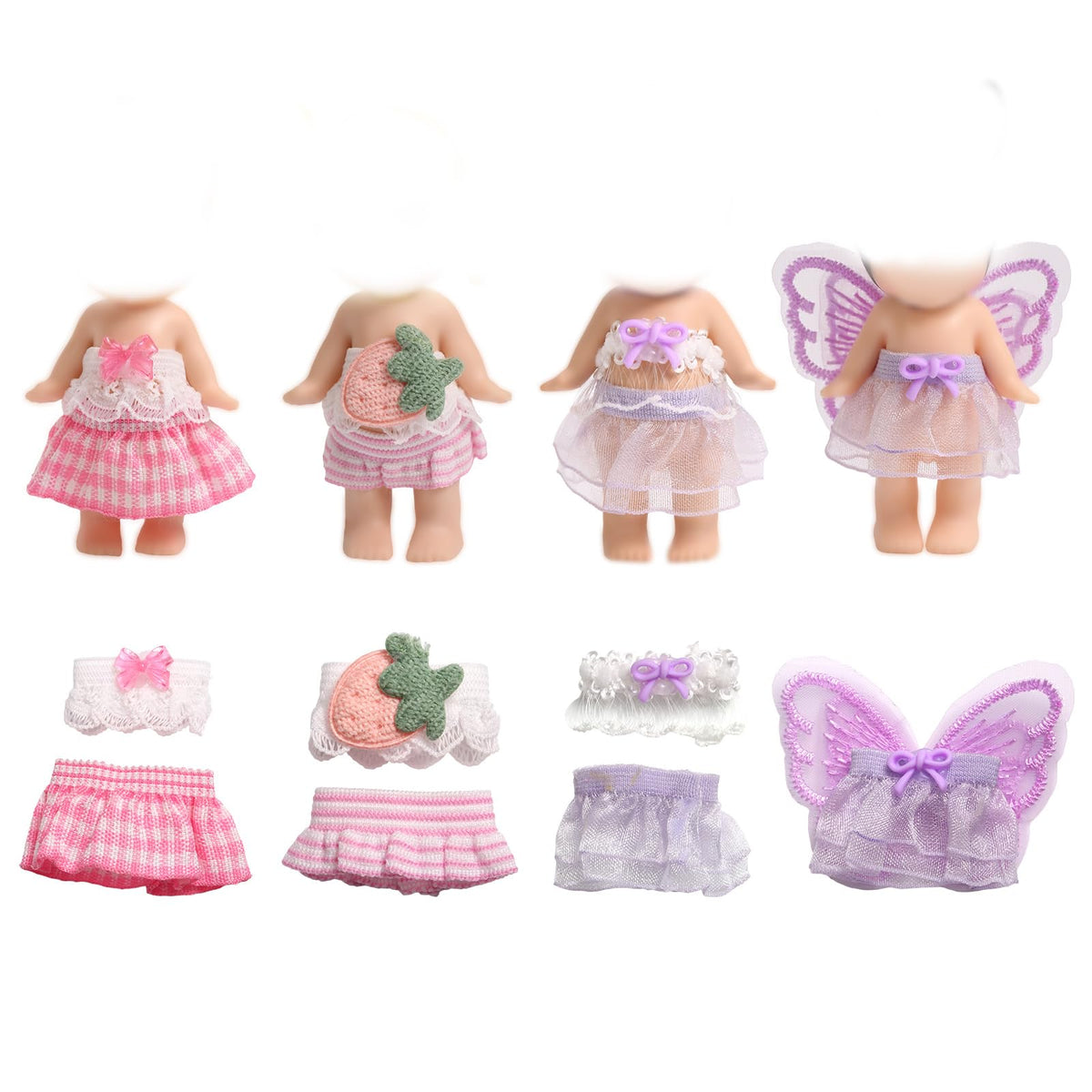 Goktvai 4 sets 3in angel doll clothes collection: pastel outfits for shelf displays