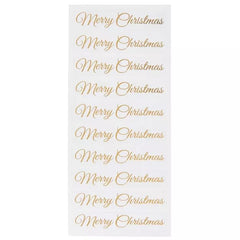 Gold Script Merry Christmas Stickers with foil detail for festive cards and gift tags
