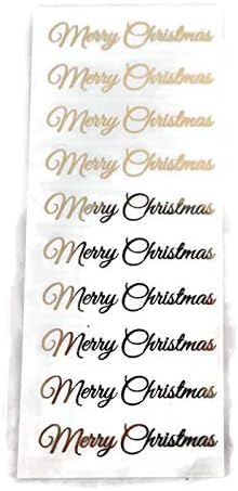 Gold Script Merry Christmas Stickers featuring pretty script font for holiday scrapbooking and planners