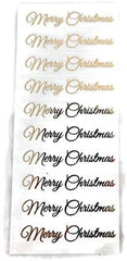 Gold Script Merry Christmas Stickers featuring pretty script font for holiday scrapbooking and planners