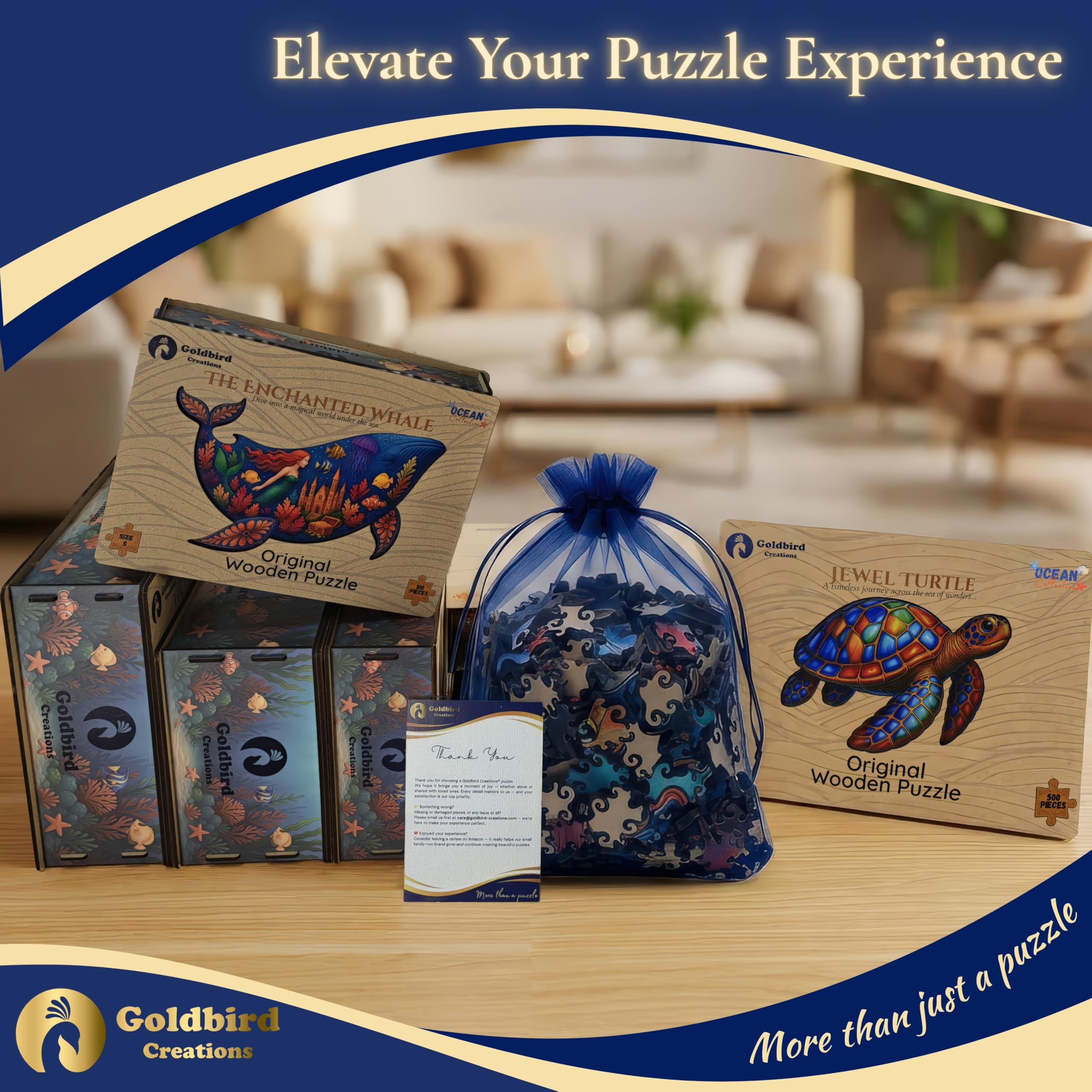 Goldbird gift-ready puzzle box showcases premium packaging for thoughtful gifting.