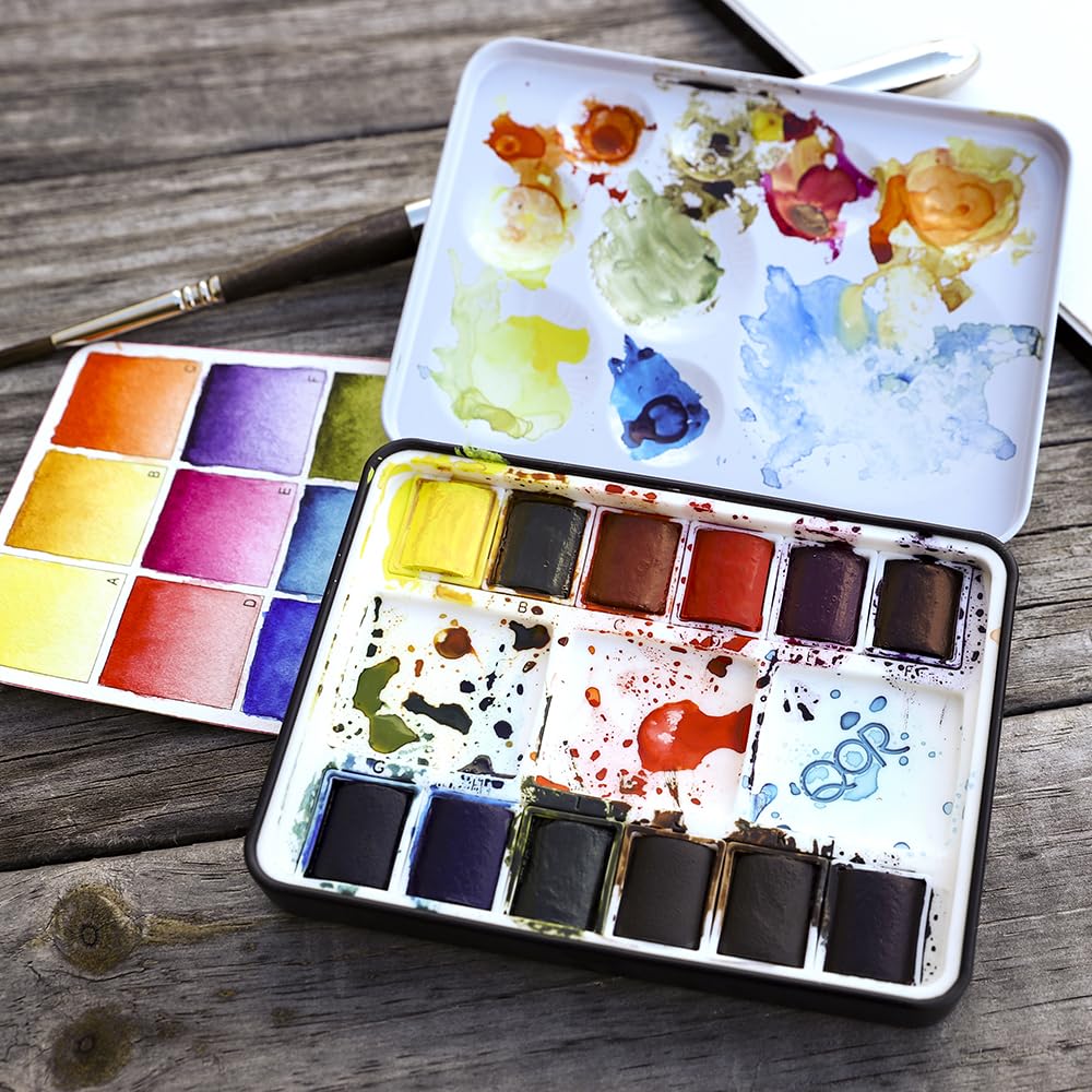 GOLDEN QoR Mini Set showing vibrant primary colors for bold washes