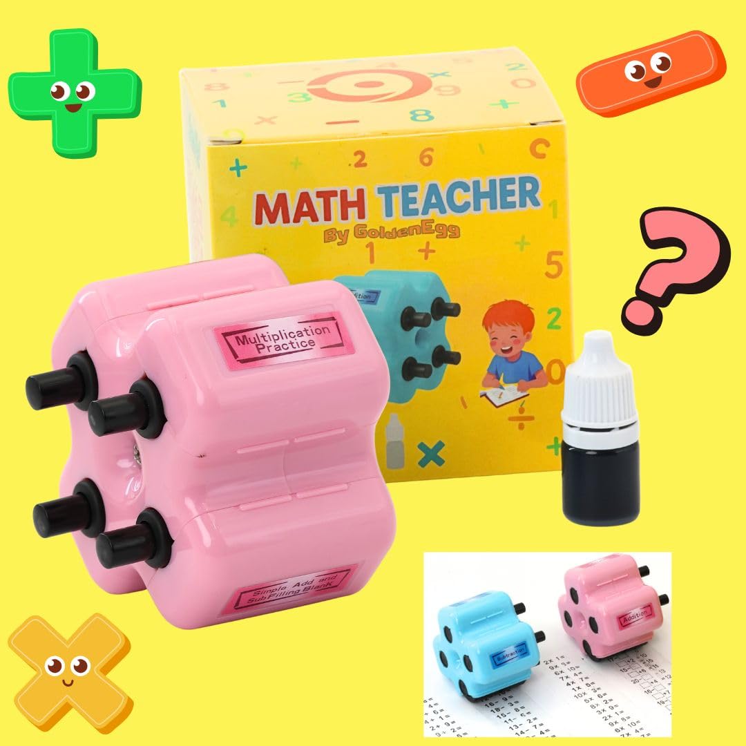 Compact and portable GoldenEgg Math Teacher Roller Stamp fits in bags for on-the-go learning.