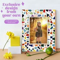 Goldentime frame stand provides sturdy display for your finished mosaic frame.