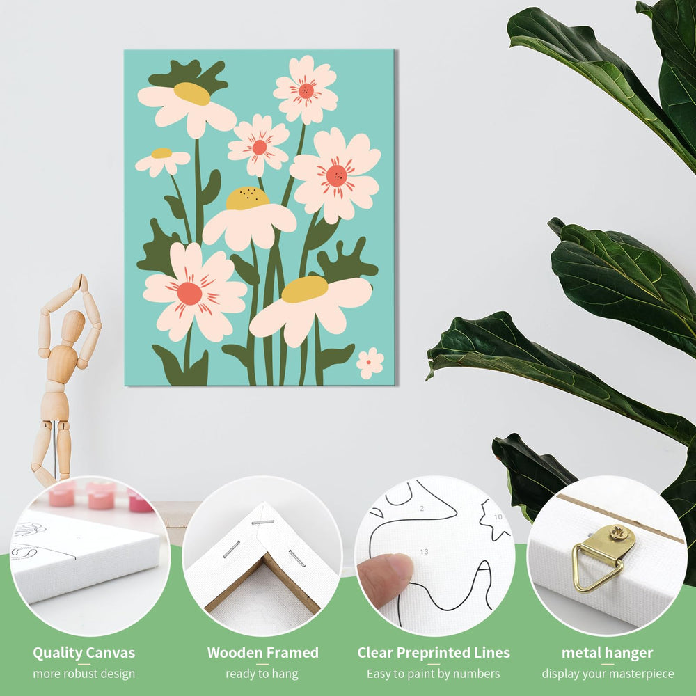Goldentime paint by numbers kit palette and brushes, easy color guidance for beginners.