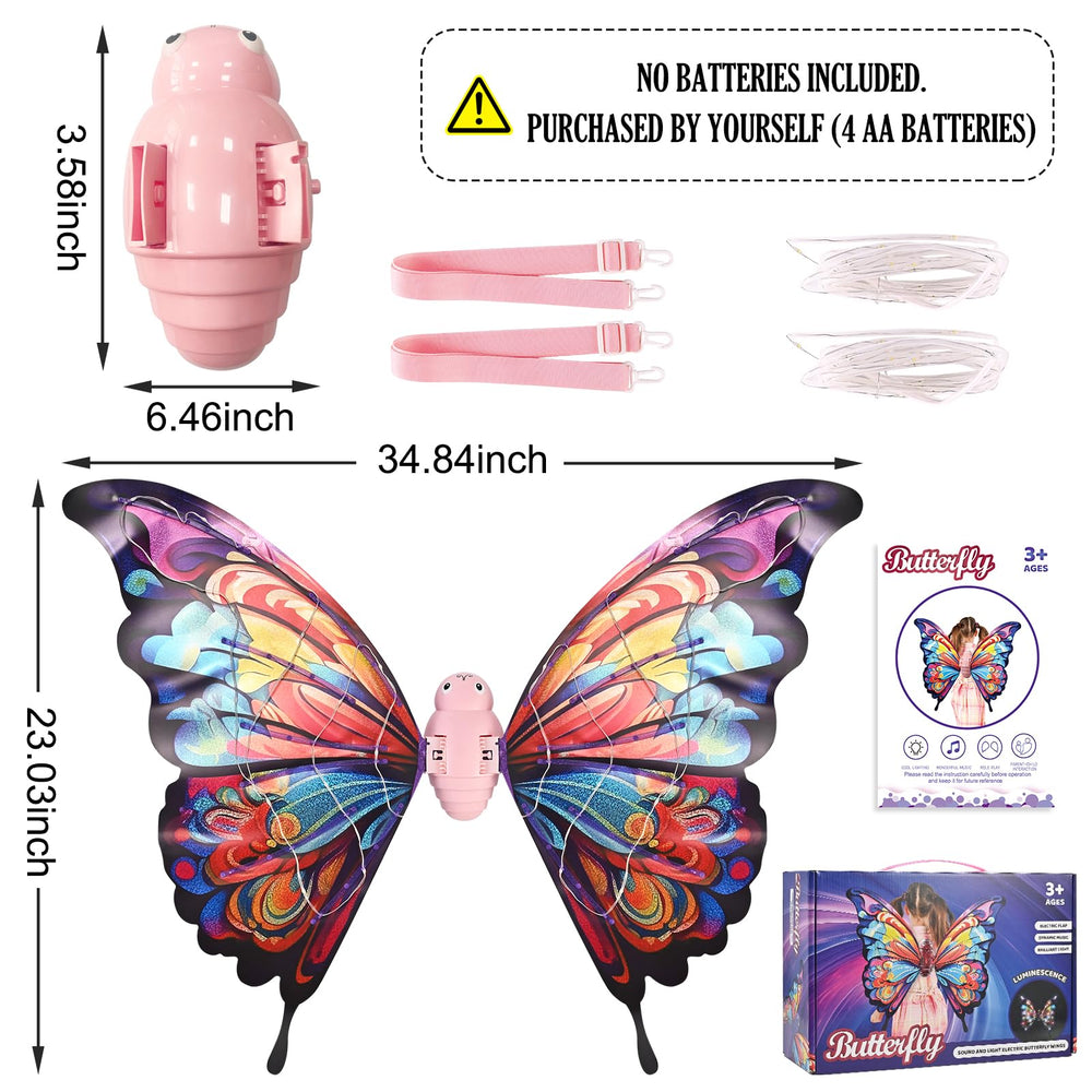 GOLDGE LED butterfly wings lit with color-changing film for themed looks.