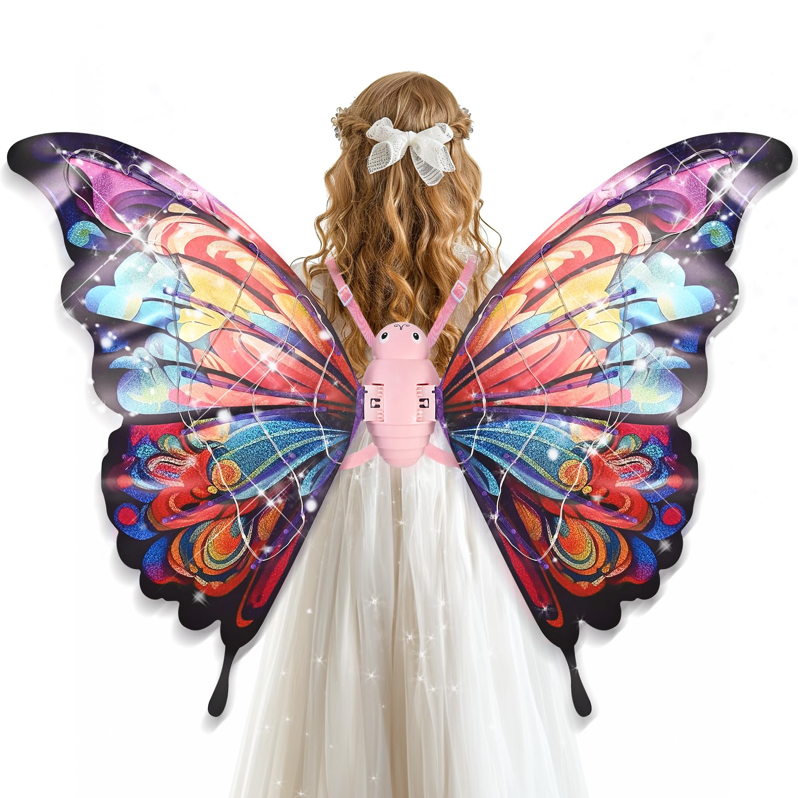 GOLDGE LED Fairy Wings posed open for magical dress-up moments.