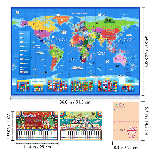 Goldge piano music card complements the map with engaging learning prompts