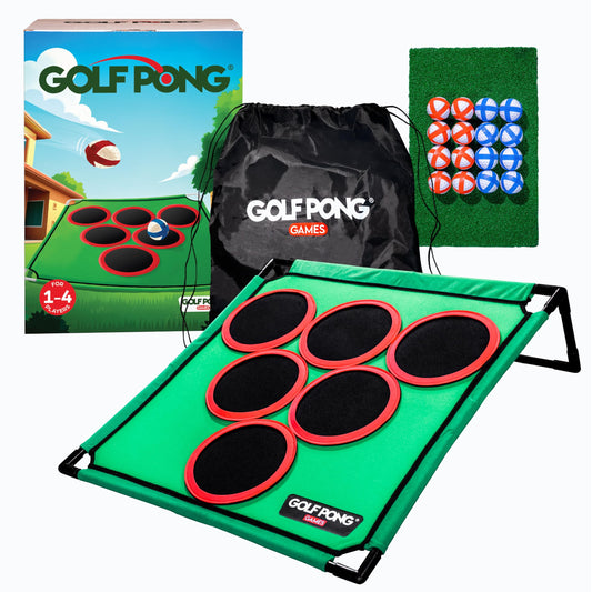 Golf Pong chipping mat ready for indoor or outdoor play.
